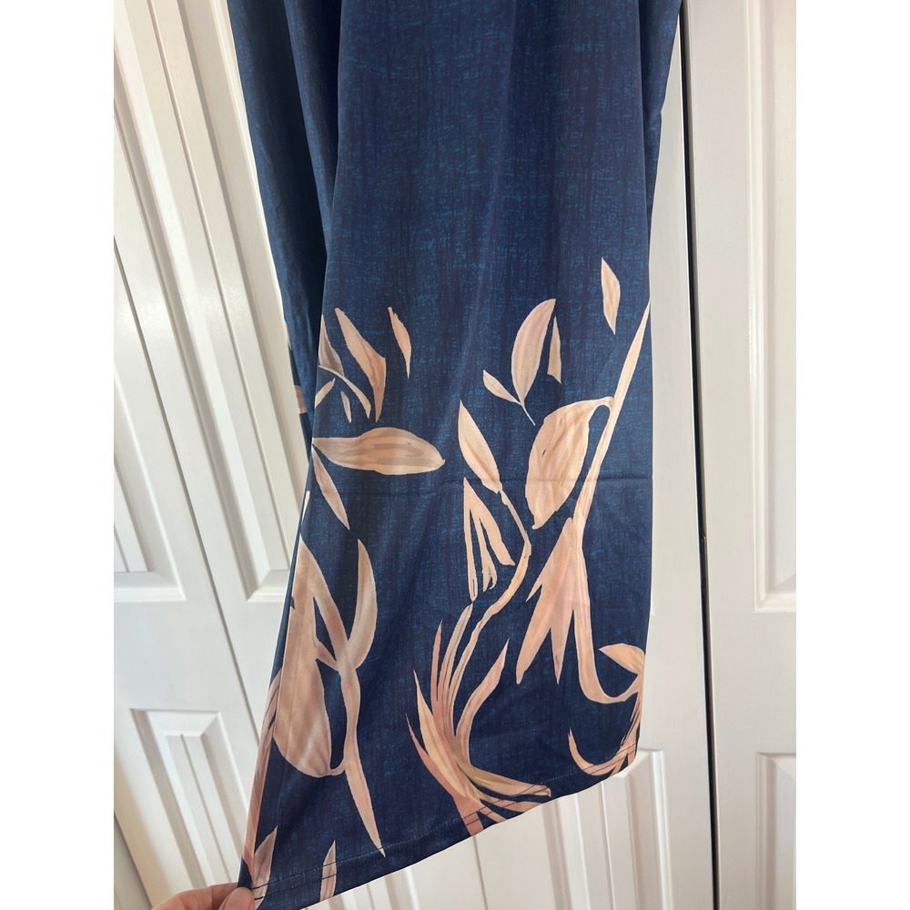 ChicMe Blue Floral Print 2 Piece Set Top and Wide Leg Pants Womens 4XL 32R0820 - Picture 2 of 11